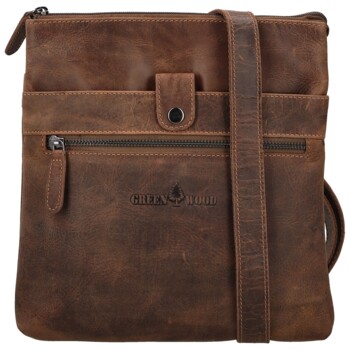 Kožená crossbody taška khaki - Greenwood Seraf