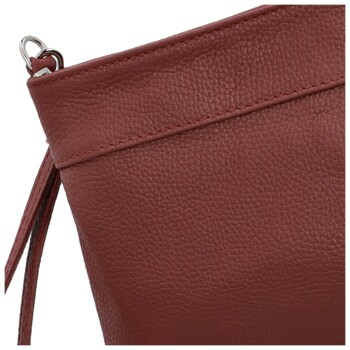 Dámská kožená crossbody kabelka vínová - Delami Vera Pelle Denica