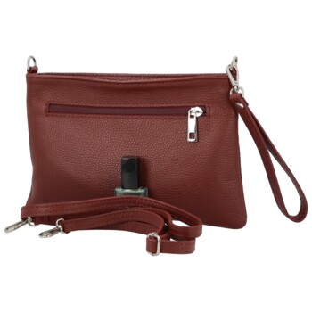 Dámská kožená crossbody kabelka vínová - Delami Vera Pelle Denica