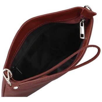 Dámská kožená crossbody kabelka vínová - Delami Vera Pelle Denica