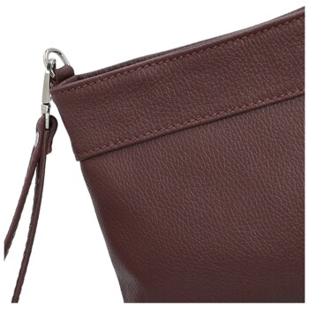 Dámská kožená crossbody kabelka tmavě vínová - Delami Vera Pelle Denica