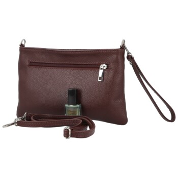 Dámská kožená crossbody kabelka tmavě vínová - Delami Vera Pelle Denica