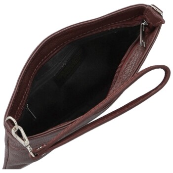 Dámská kožená crossbody kabelka tmavě vínová - Delami Vera Pelle Denica