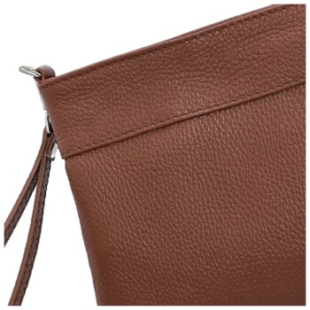 Dámská kožená crossbody kabelka hnědá - Delami Vera Pelle Denica