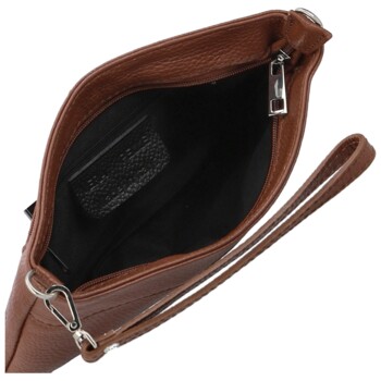 Dámská kožená crossbody kabelka hnědá - Delami Vera Pelle Denica