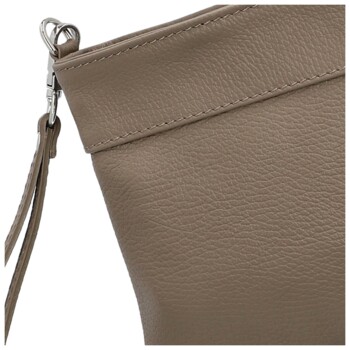 Dámská kožená crossbody kabelka tmavě béžová - Delami Vera Pelle Denica