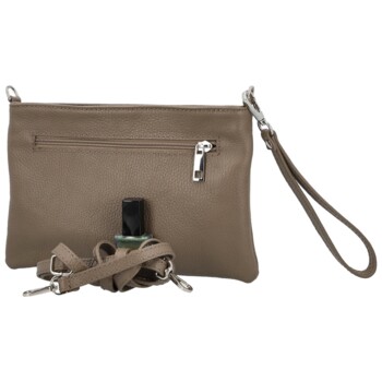 Dámská kožená crossbody kabelka tmavě béžová - Delami Vera Pelle Denica