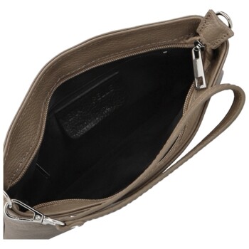 Dámská kožená crossbody kabelka tmavě béžová - Delami Vera Pelle Denica