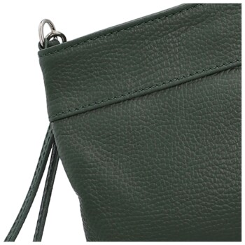 Dámská kožená crossbody kabelka tmavě zelená - Delami Vera Pelle Denica