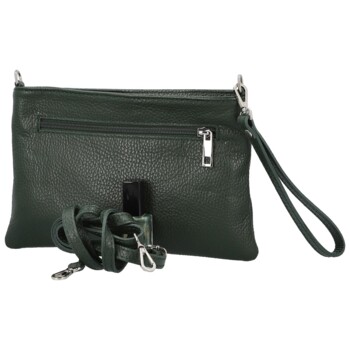 Dámská kožená crossbody kabelka tmavě zelená - Delami Vera Pelle Denica
