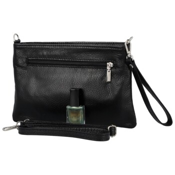 Dámská kožená crossbody kabelka černá - Delami Vera Pelle Denica