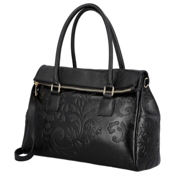 Dámská kožená kabelka do ruky černá - Delami Vera Pelle Arjana