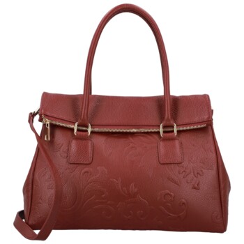 Dámská kožená kabelka do ruky tmavě červená - Delami Vera Pelle Arjana