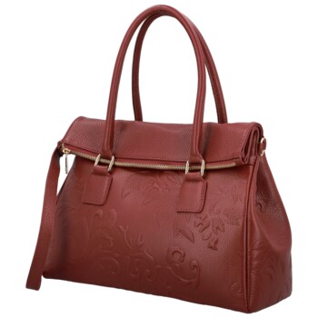 Dámská kožená kabelka do ruky tmavě červená - Delami Vera Pelle Arjana