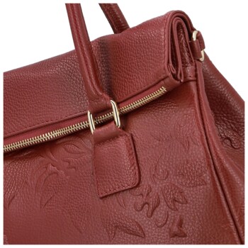 Dámská kožená kabelka do ruky tmavě červená - Delami Vera Pelle Arjana