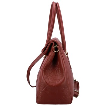 Dámská kožená kabelka do ruky tmavě červená - Delami Vera Pelle Arjana