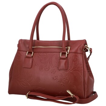 Dámská kožená kabelka do ruky tmavě červená - Delami Vera Pelle Arjana