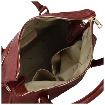 Dámská kožená kabelka do ruky tmavě červená - Delami Vera Pelle Arjana