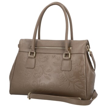 Dámská kožená kabelka do ruky taupe - Delami Vera Pelle Arjana