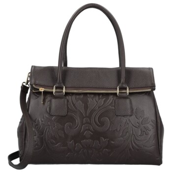 Dámská kožená kabelka do ruky tmavě hnědá - Delami Vera Pelle Arjana