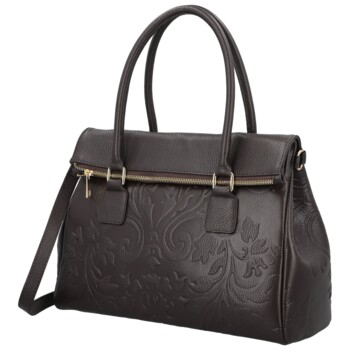 Dámská kožená kabelka do ruky tmavě hnědá - Delami Vera Pelle Arjana