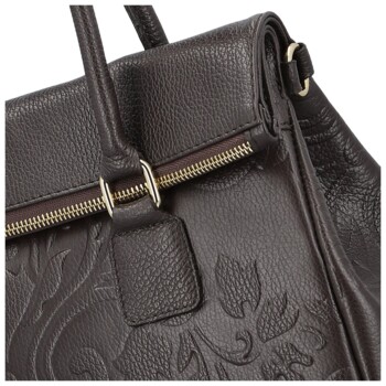 Dámská kožená kabelka do ruky tmavě hnědá - Delami Vera Pelle Arjana