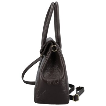 Dámská kožená kabelka do ruky tmavě hnědá - Delami Vera Pelle Arjana