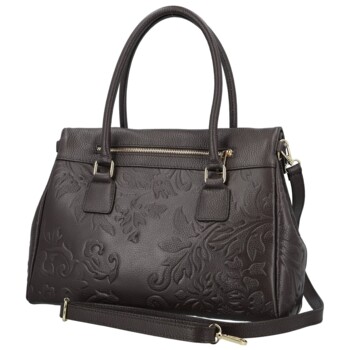 Dámská kožená kabelka do ruky tmavě hnědá - Delami Vera Pelle Arjana