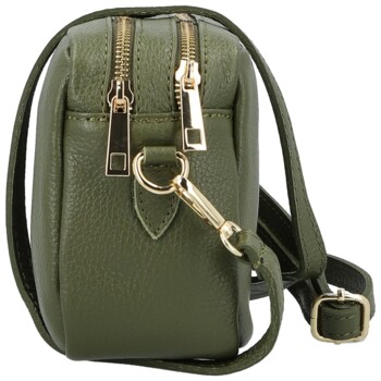 Dámská kožená crossbody kabelka tmavě zelená - Delami Vera Pelle Maevis