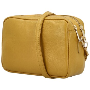 Dámská kožená crossbody kabelka žlutá - Delami Vera Pelle Maevis