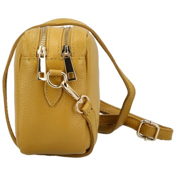 Dámská kožená crossbody kabelka žlutá - Delami Vera Pelle Maevis