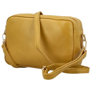 Dámská kožená crossbody kabelka žlutá - Delami Vera Pelle Maevis