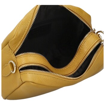 Dámská kožená crossbody kabelka žlutá - Delami Vera Pelle Maevis