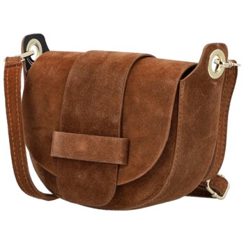 Dámská kožená crossbody kabelka koňaková - Delami Vera Pelle Ylla