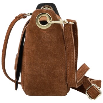 Dámská kožená crossbody kabelka koňaková - Delami Vera Pelle Ylla