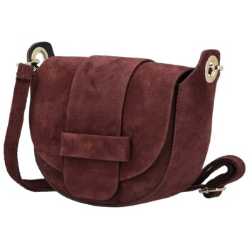Dámská kožená crossbody kabelka vínová - Delami Vera Pelle Ylla