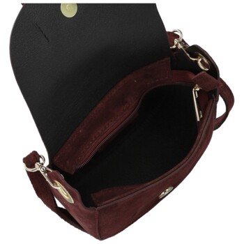 Dámská kožená crossbody kabelka vínová - Delami Vera Pelle Ylla