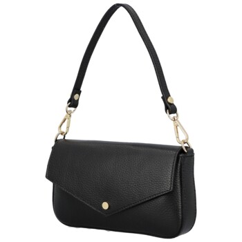 Dámská kožená kabelka na rameno černá - Delami Vera Pelle Aksely