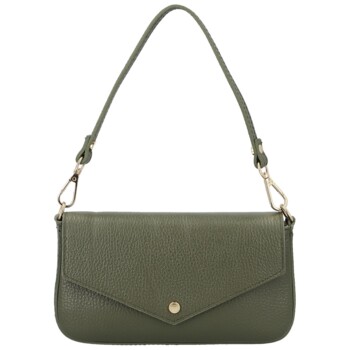 Dámská kožená kabelka na rameno tmavě zelená - Delami Vera Pelle Aksely