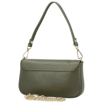 Dámská kožená kabelka na rameno tmavě zelená - Delami Vera Pelle Aksely