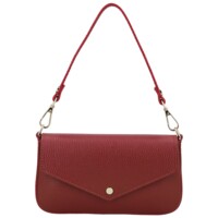 Dámská kožená kabelka na rameno tmavě červená - Delami Vera Pelle Aksely
