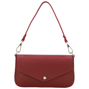 Dámská kožená kabelka na rameno tmavě červená - Delami Vera Pelle Aksely