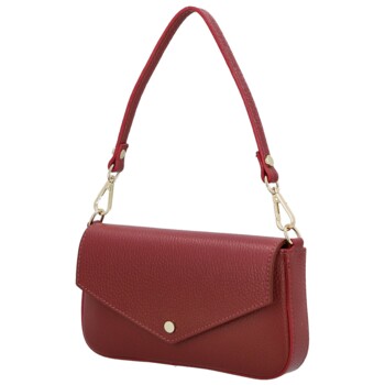 Dámská kožená kabelka na rameno tmavě červená - Delami Vera Pelle Aksely