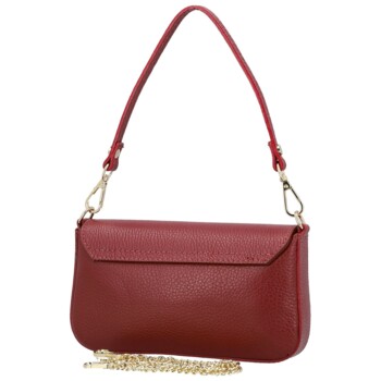 Dámská kožená kabelka na rameno tmavě červená - Delami Vera Pelle Aksely
