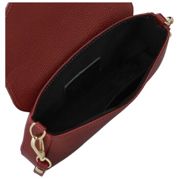 Dámská kožená kabelka na rameno tmavě červená - Delami Vera Pelle Aksely