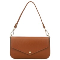 Dámská kožená kabelka na rameno koňaková - Delami Vera Pelle Aksely