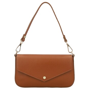 Dámská kožená kabelka na rameno koňaková - Delami Vera Pelle Aksely