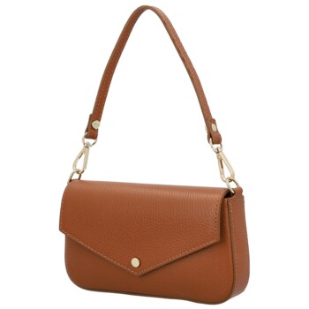 Dámská kožená kabelka na rameno koňaková - Delami Vera Pelle Aksely