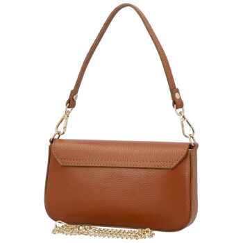 Dámská kožená kabelka na rameno koňaková - Delami Vera Pelle Aksely