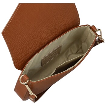 Dámská kožená kabelka na rameno koňaková - Delami Vera Pelle Aksely